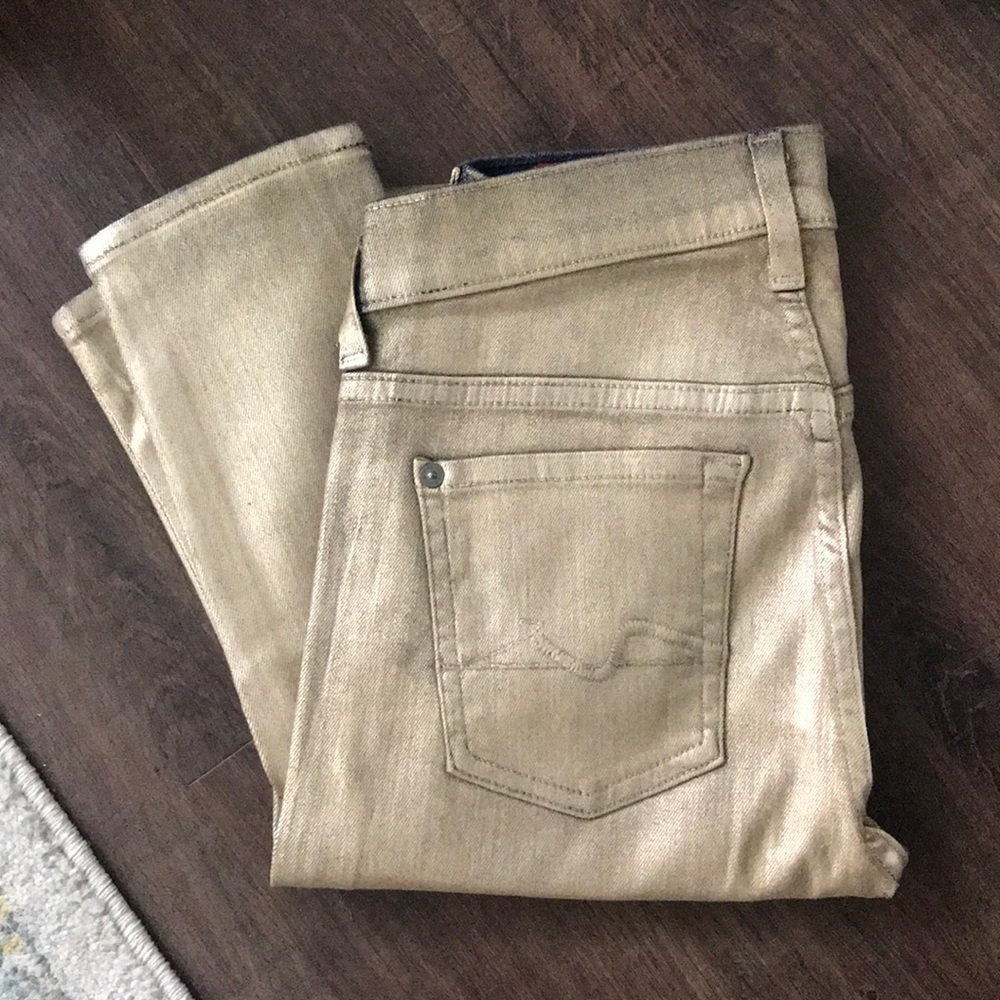 7FAM GOLD painted Skinny 25 • NEVER WORN